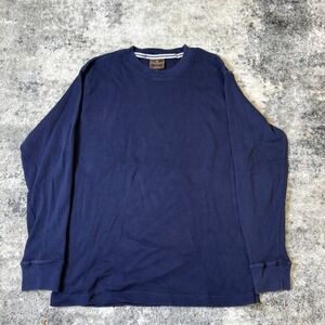 Steve & Barry's Mens Navy Blue Waffle Knit Thermal Long Sleeve Shirt Large